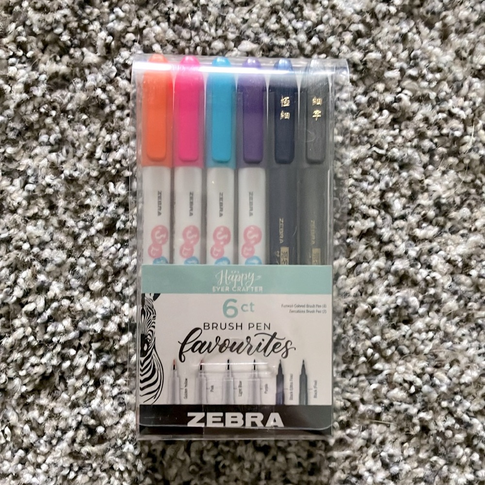 New Unopened The Happy Ever Crafter Zebra 6ct Calligraphy Brush Pen Favorites